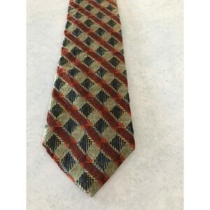 Men's Accessory Tie Necktie XYZ Inc Diagonal Stripe Diamond Abstract Blue Green